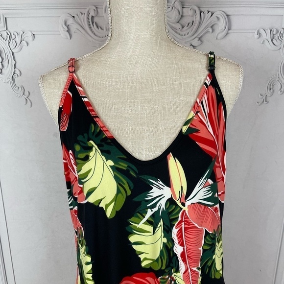 Hawaiin Vibes Tropical Floral Print Sleeveless Cami Maxi Dress - Picture 10 of 14